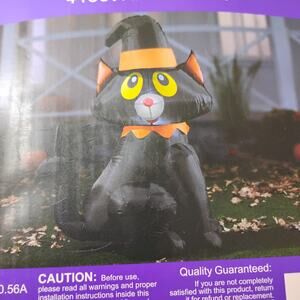 Holiday Home Halloween 4 ft LED Black Cat Airblown Inflatable NIB
